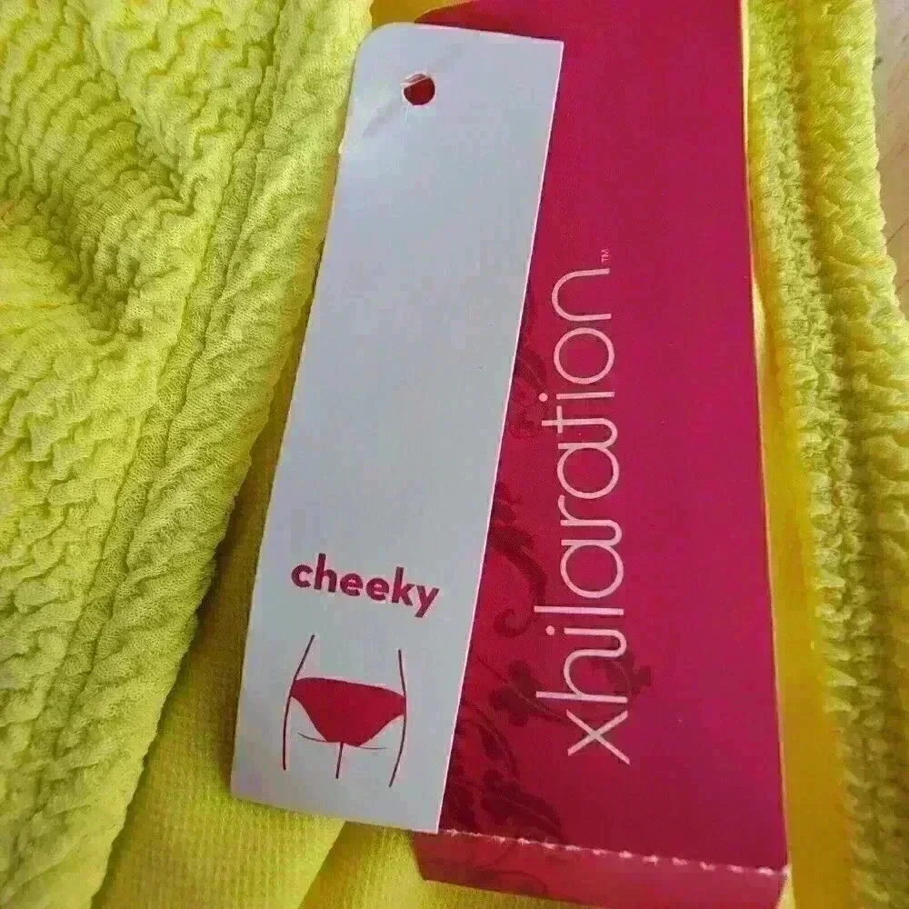 Xhilaration Womens Plus Bikini Bottoms Size 20W/22W Yellow Textured NWT